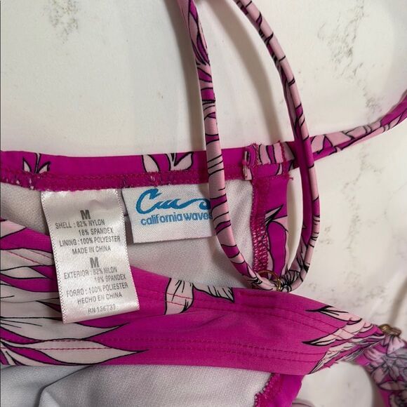 Pink Floral and Black Bikini Set.  Size medium. 3 pieces. - Picture 3 of 6